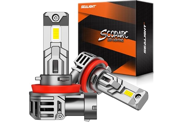 SEALIGHT H11 LED Headlight Bulbs, 40000LM 6500K Cool White Light Bulbs with Cooling Fan, 1:1 Mini Size H8 H9 H16 Led Headligh