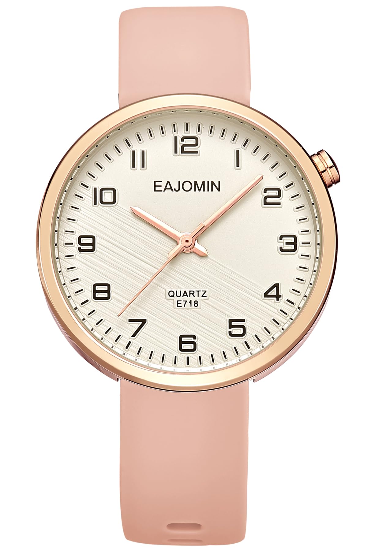 Photo 1 of EAJOMIN Waterproof Analog Women's Watch for Nurses, Nursing, Lady,Students,with Easy Read Dial,Second Hand Soft Silicone Band Quartz Female Dress Wrist Watches (E718 Pink)