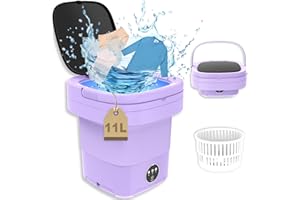 ABXKZ Mini Washing Machine Portable Washer Machine and Dryer Foldable 11L, Portable Small Washer Machine, Bucket Smart Laundry Machine with 3 Cleaning Modes for Baby Clothes, Underwear, Camping, RV, Travel