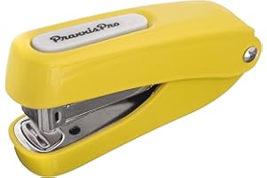 PRAXXISPRO Praxxis Pro Office Supplies - Aria-Plus Half-Strip Mini Stapler - Durable, Compact, and Colorful Stapler for Office and Travel Use, Compatible with Standard 26/6 Staples, Yellow