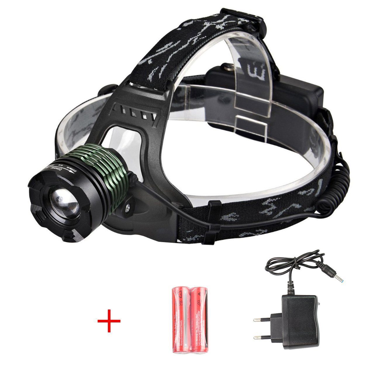 Linterna frontal ,Zoweetek® linterna frontal cabeza impermeable ampliable de CREE T6 LED Lumens con baterías recargables para Camping / Pesca / Ciclismo / Carrera / Caza