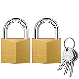 Puroma 2 Pack Keyed Padlock Waterproof Solid Brass