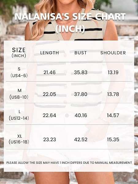 NALANISA WOMEN’S TRENDY STRIPED SWEATER VEST 2026 V NECK SLEEVELESS BUTTON UP TANK TOPS Y2K SHIRTS CASUAL BUSINESS SUMMER OUTFITS (APRICOT,XL)