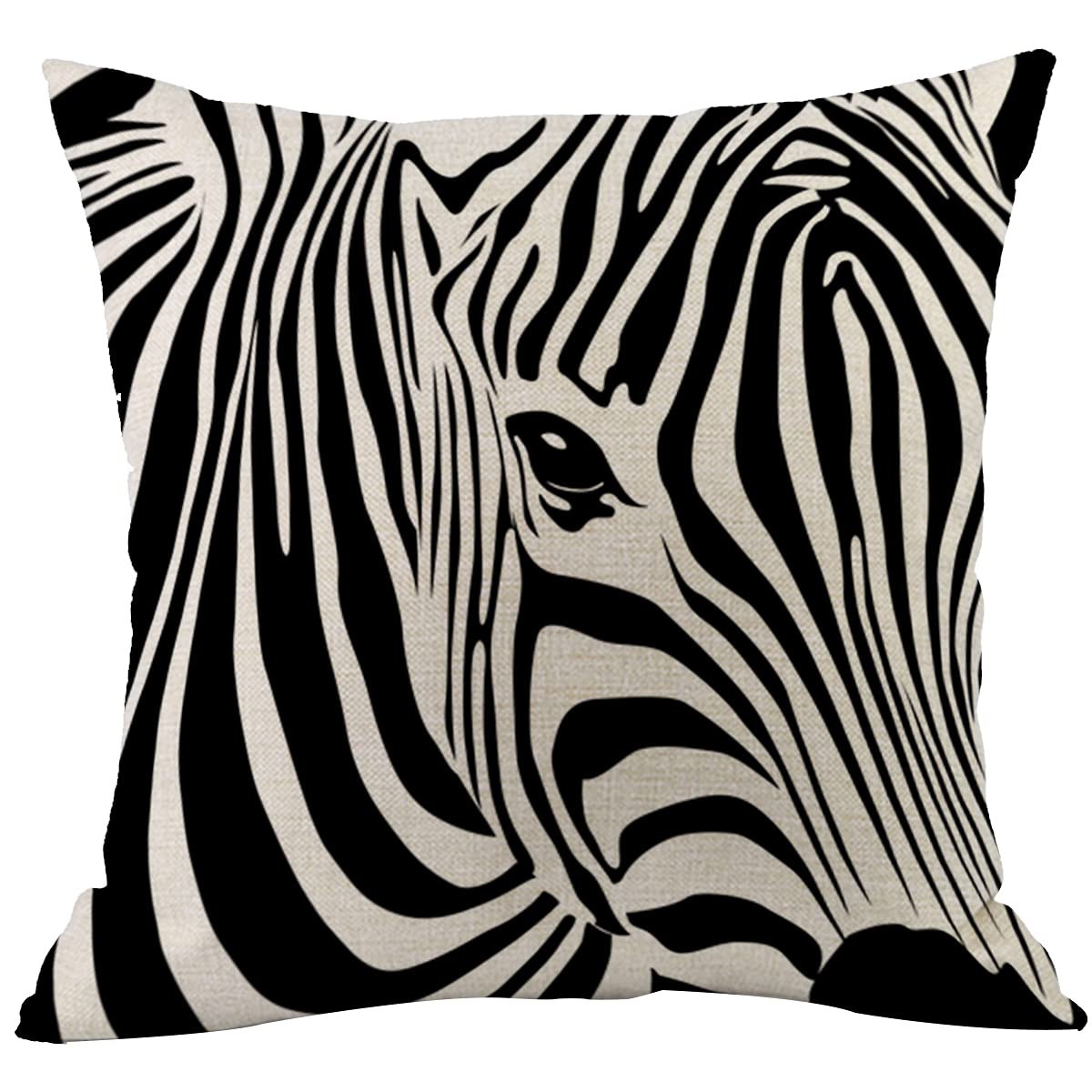CANSEGO Zebra Throw Pillow Cover Black White Zebra Animal Skin Stripes Pillowcases Home Decorative Cotton Linen Pillow Cushion for Sofa Chair 18x18 Inch