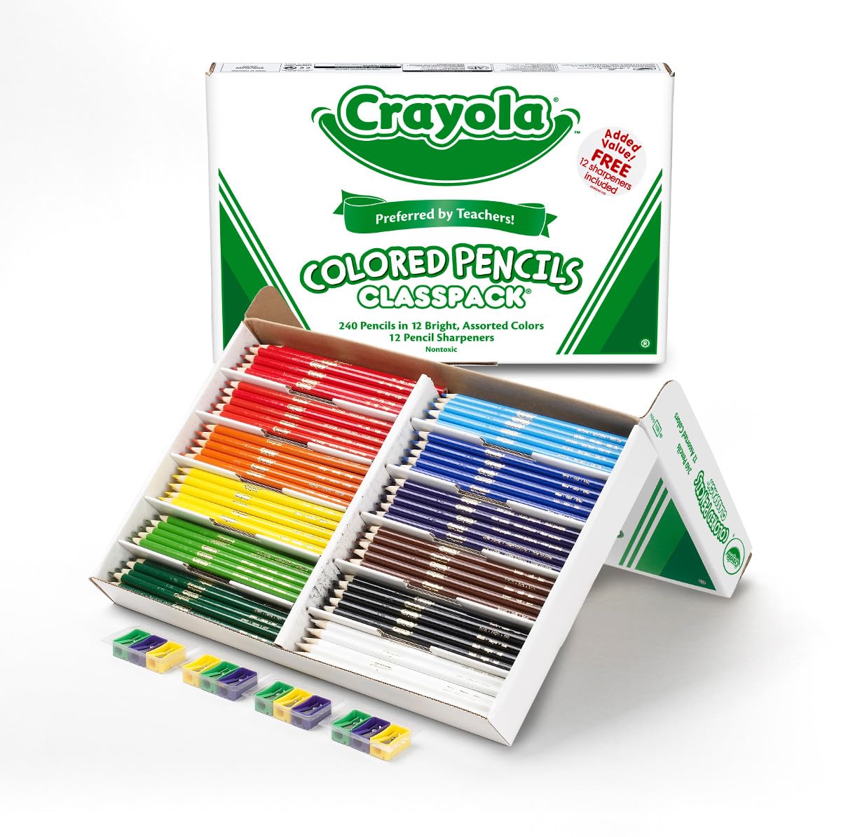 Crayola Colored Pencils Classpack (240 Ct), Bulk Classroom Supplies, Colored Pencils for School, 12 Assorted Colors, Nontoxic