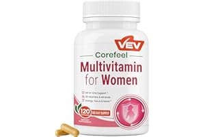 VEV Multivitamin for Women, Women's Multivitamin with Vitamin A, C, D, E & B-Complex, Calcium, Magnesium, Zinc, 120 Capsules, 60-Day Supply – 13 Essential Vitamins & 6 Key Minerals for Daily Nutrition