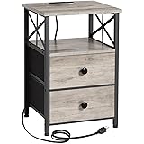 AMHANCIBLE Night Stand, Nightstand with Charging