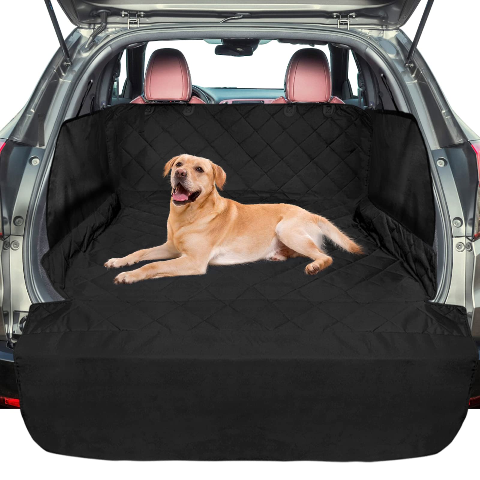 Photo 1 of F-color SUV Cargo Liner for Dogs - Waterproof Pet Cargo Liner with Side Flaps, Comfort Dog Cargo Cover with Bumper Flap, Scrachproof Non-Slip Large Size Universal Fit SUVs Sedans Trunks Vans, Black