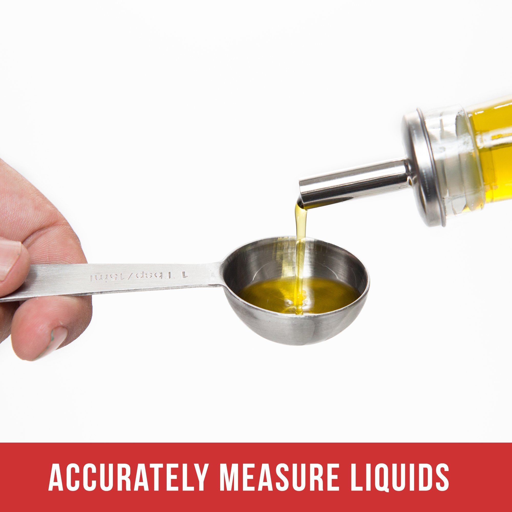 Juego de 6 Cucharas de Medicion – Garantia de Substitution de Por Vida - 1/8 - 1/4 - 1/2 - 1 Tsp Cucharilla de Cafe, 1/2 Tbsp & 1 Tbsp Cucharas de Medición de Acero Inoxidable – Esenciales de Cocina / Utensilios de Repostería