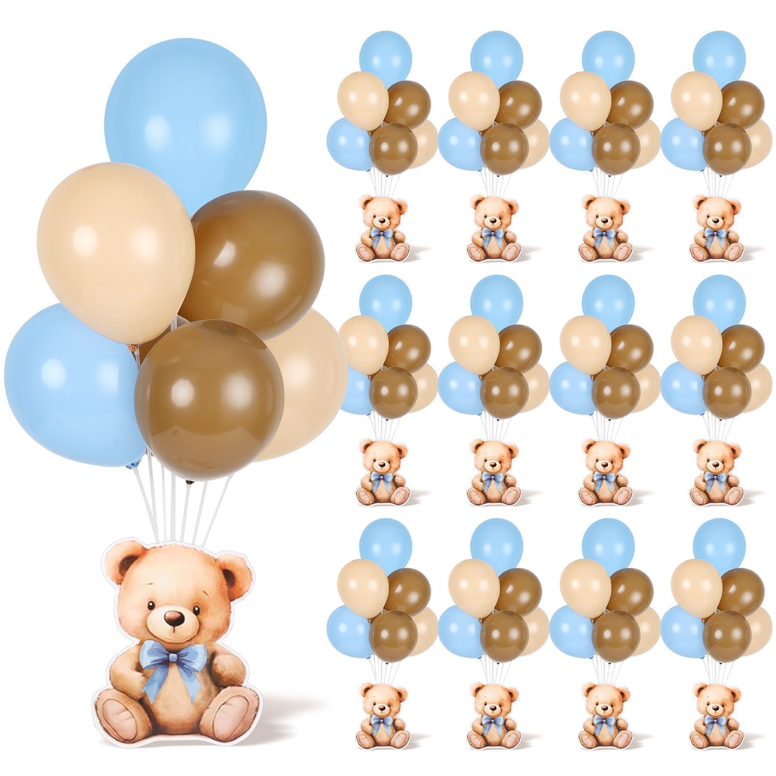 Photo 1 of 12 Sets Bear Baby Shower Balloon Stand Kit for Table Boy Baby Shower with Balloon Centerpieces Decorations for Blue Teddy Bear Theme Gender Reveal Birthday Party Table Decorations Supplies