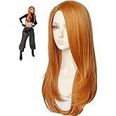 Long straight ginger wig for costume women heat resistant fiber side part 28inches orange wig costume wig for women