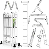 RIKADE 12.5FT Folding Ladder, 7-in-1 Multi Purpose