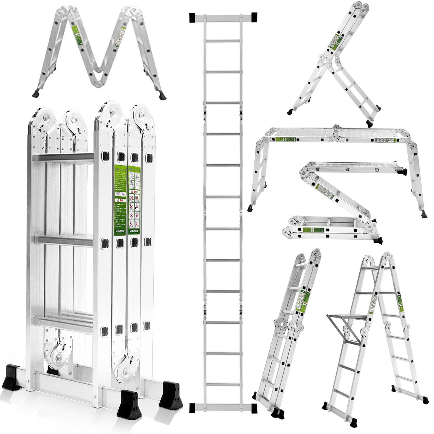 RIKADE 12.5FT Folding Ladder, 7-in-1 Multi Purpose