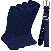 Gnodio Toddler Baseball Socks and Belt Combo Set Cotton Youth Baseball Softball Socks Adjustable Belt for Boys Girls