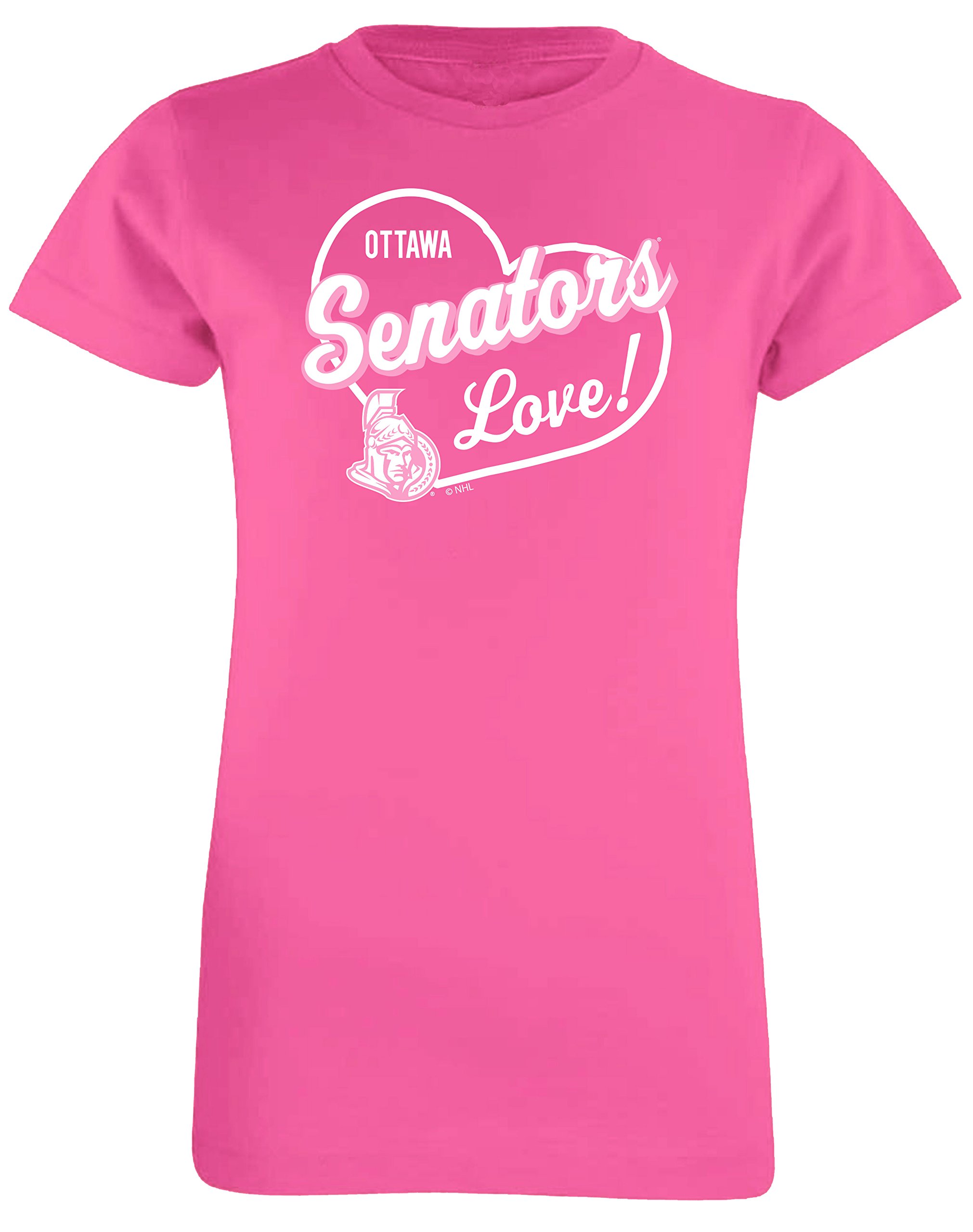 NHL Ottawa Senators Girls Youth Tee, Large, Hot Pink