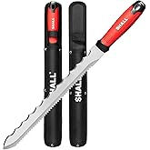 SHALL Insulation Knife, 11" Stainless Steel Blade Insulation Cutter, Dual-sided Serrated Sharp Duct Cutting Tool with Sheath 