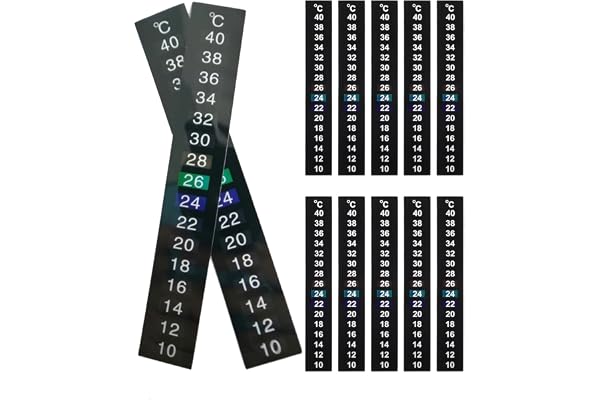 Amaezorx 12 PCS Adhesive Temperature Strips 10-40°C for Fermenting, Brewing, Wine, Beer, Aquariums, Sourdough - Instant Read
