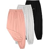 Aocku 3 Pack Girls Sweatpants Girls Joggers Pants Athletic Waisted Sweatpants for Kids Youth with Pocket Drawstring