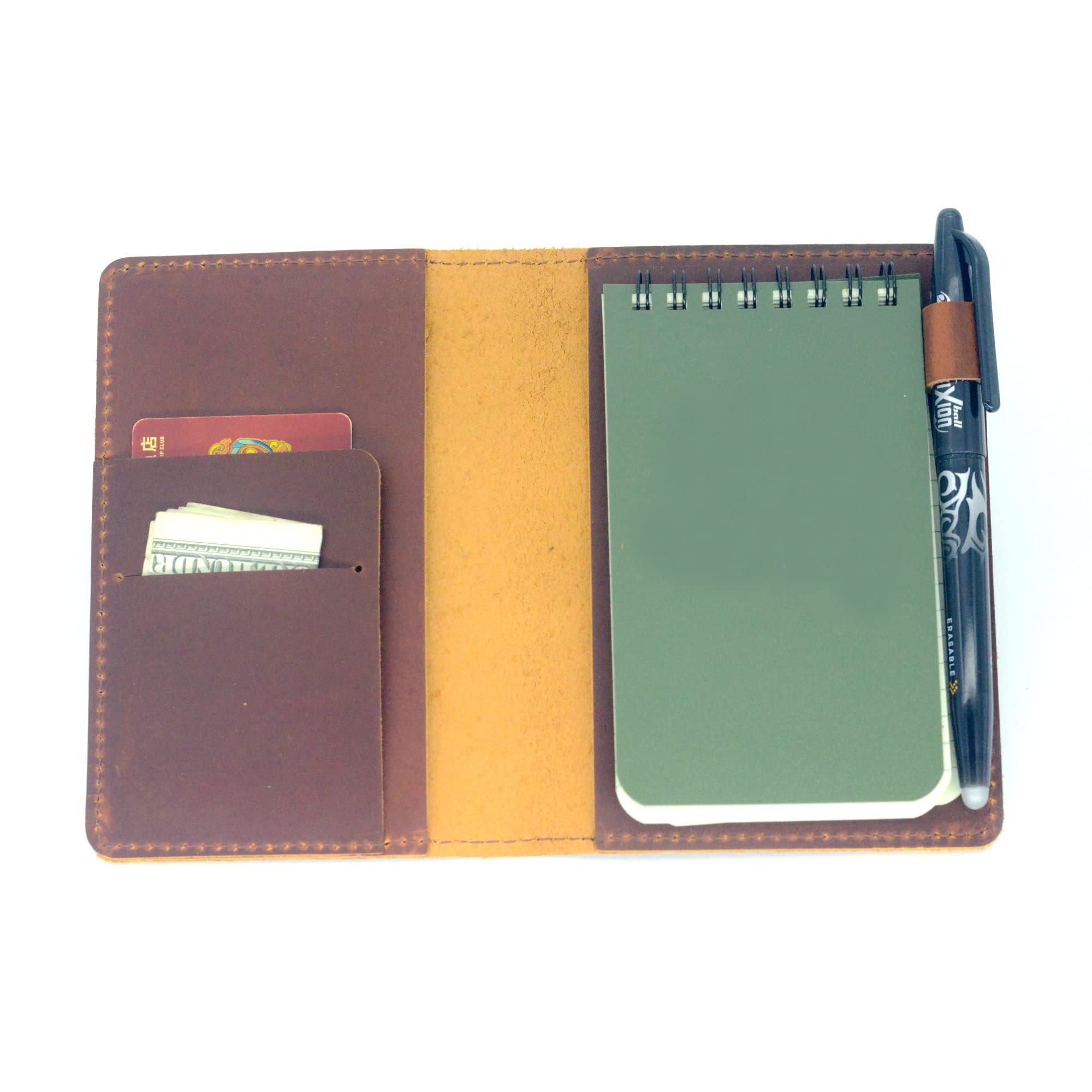 JJNUSA Compatible With Rite in the Rain Spiral Notebooks Bound Spiral Notebook Leather Cover for Bound Notebook Cover 3"x 5", Brown