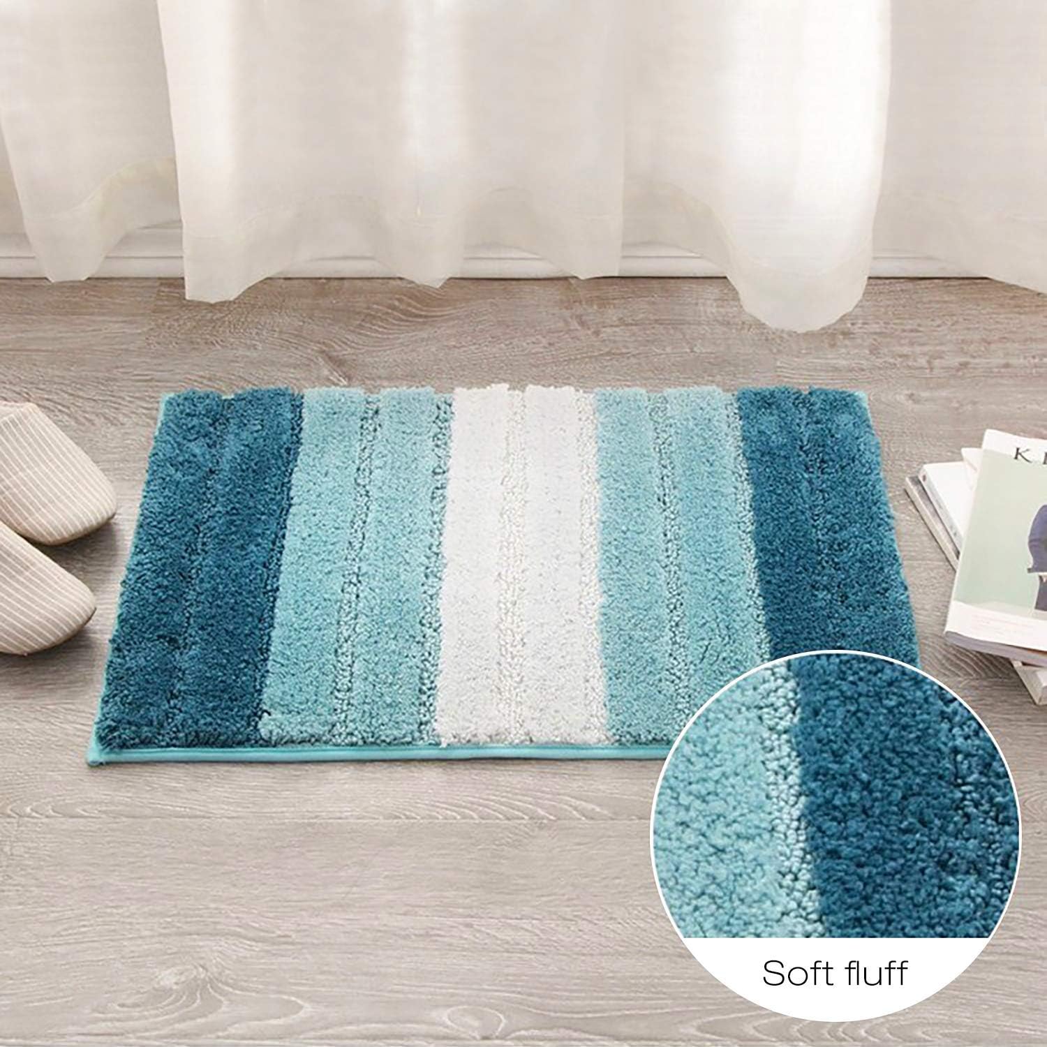 PICTURESQUE Bathroom Rugs Mats, 20 x 32 Inch Bath Mats for Bathroom, Soft Microfiber Non Slip Washable Bath Rugs for Bathroom, Shower, Floors - Blue: Kitchen & Dining