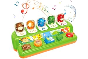 Ellinjan Toddler Toys, Animals Pop-Up Cause and Effect Toys with Light & Music for 1-2 Years Old Boys Girls Gifts, 12-18 Months Early Learning Educational Baby Toys
