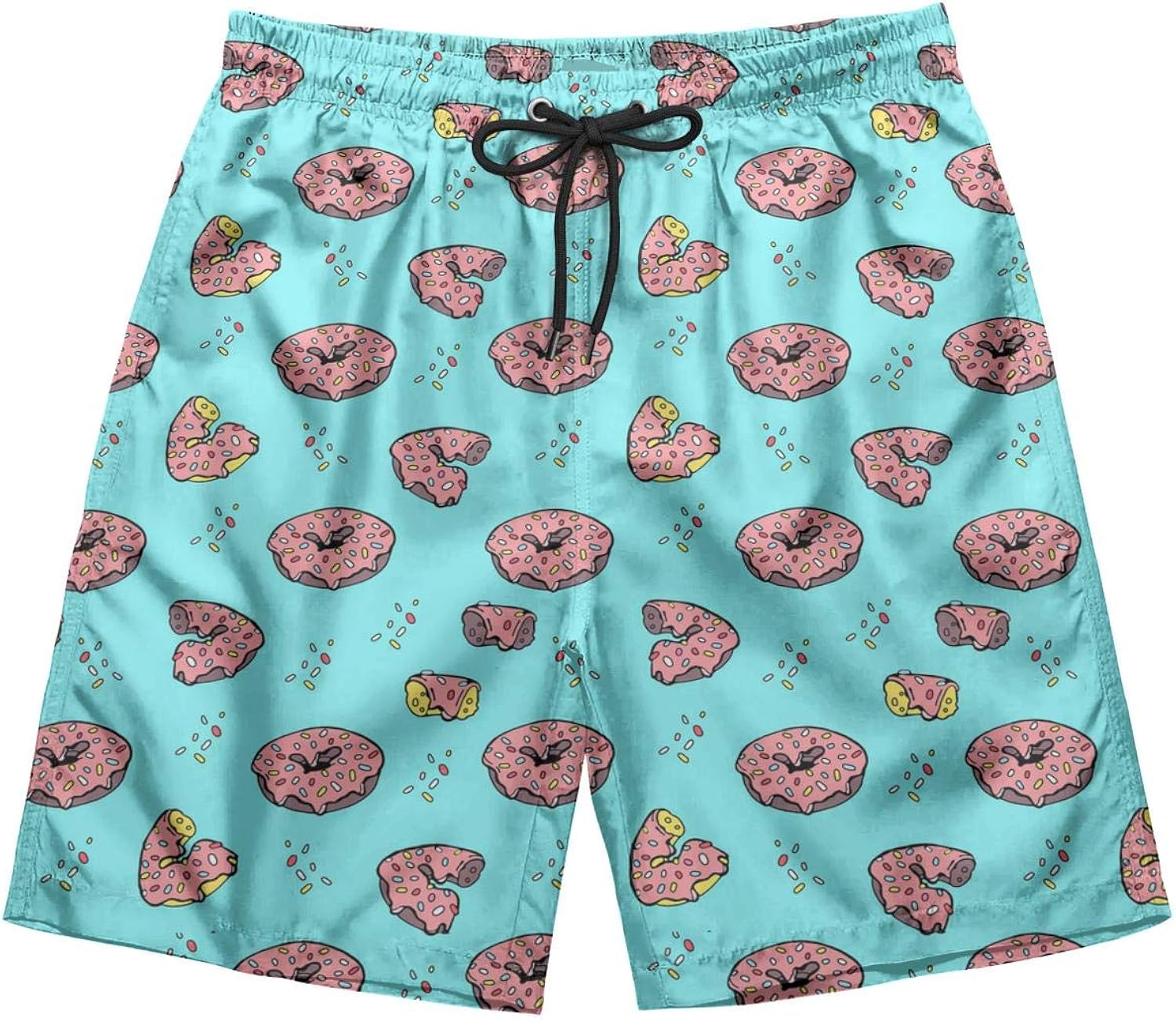 Cute Donuts Mens Swim Trunks Summer Custom Quick Dry Swim Trunks