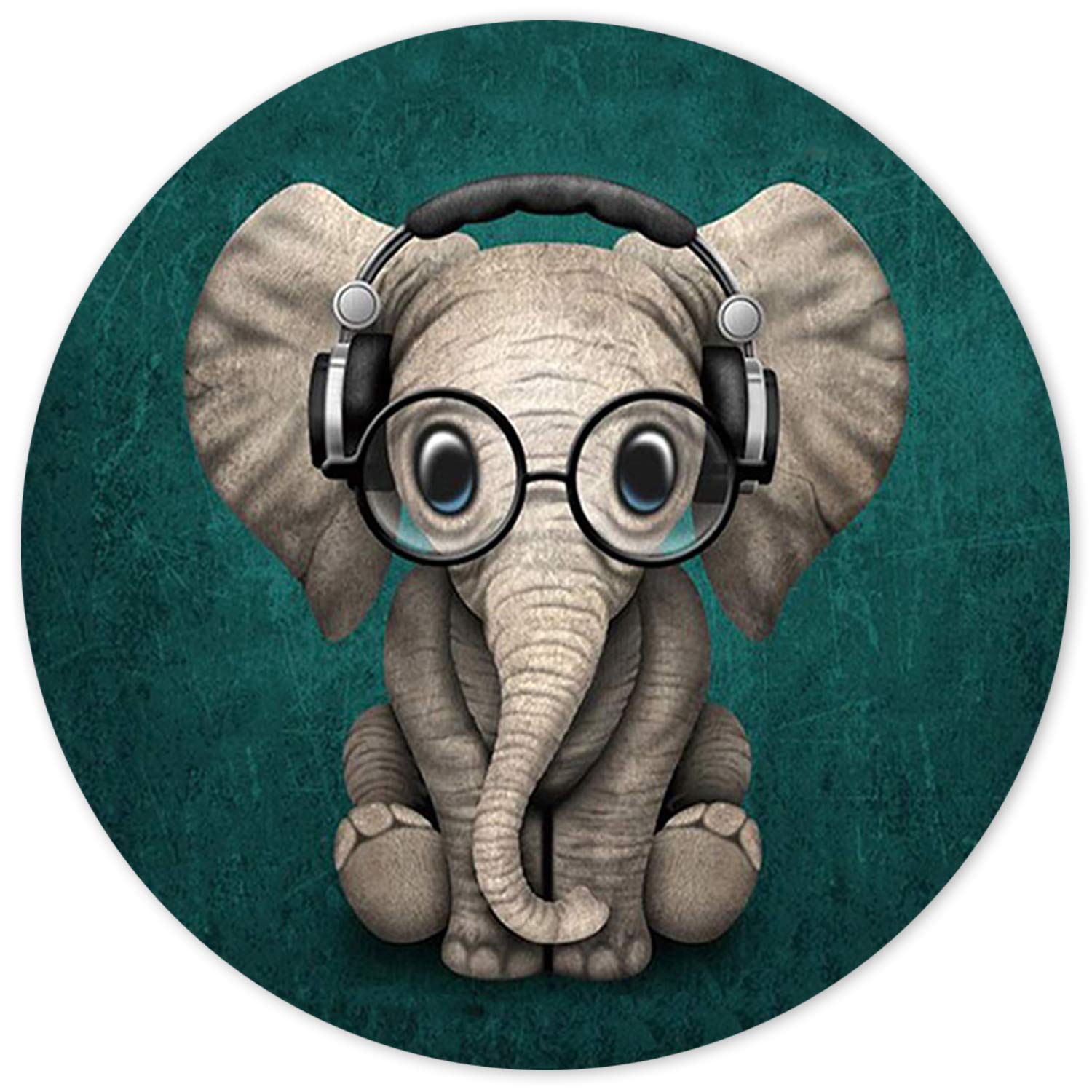 ITNRSIIET Mouse Pad with Stitched Edge, Mouse Mat Premium-Textured, Waterproof, Non-Slip Rubber Base Round Mousepad for Laptop Computer PC Office, Cute Design Desk Accessories, Cute Elephant — image 1