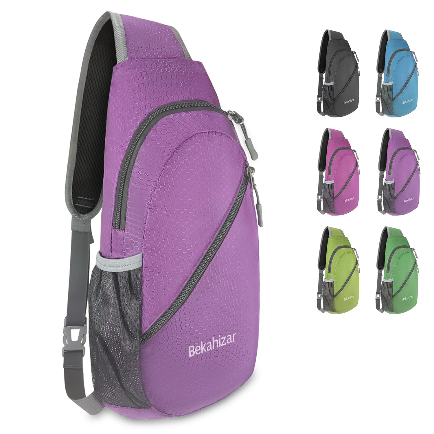 Bekahizar Sling Bag Backpack Cross Body Bag Chest Shoulder Rucksack Lightweight Multipurpose Day Packs for Men And Women Walking Cycling Hiking Camping Outdoor Sports (Purple)