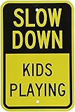 SmartSign "Slow Down - Kids Playing" Sign | 12" x 18" 3M Engineer Grade Reflective Aluminum