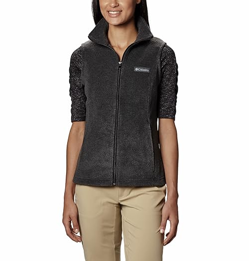 Columbia Women's Benton Springs Soft Fleece Vest, Charcoal Heather, X-Large Petite