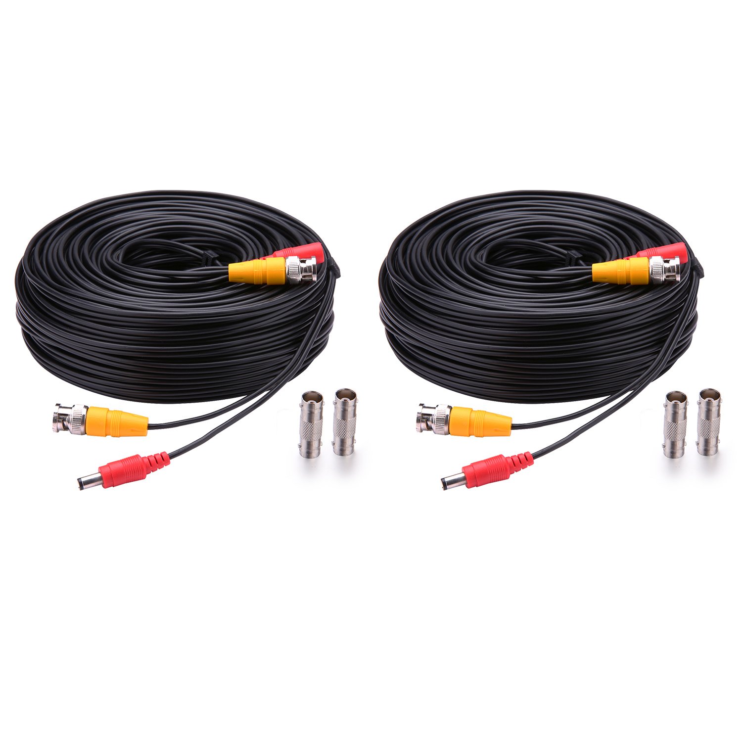 WILDHD BNC Cable,2x150ft All-in-One Siamese Video and Power Security Camera Cable Wire, BNC Extension Cable with 2 Female Connectors for All Max 5MP HD CCTV DVR Surveillance System (150ft 2PCS,Black)