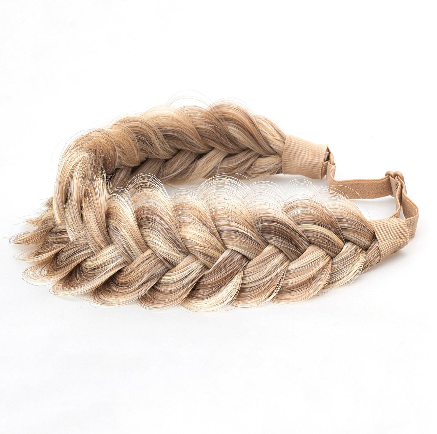 TOECWEGR Hair Band Hair Band Braided Classic Chunky Wide Plaited Wedding Fluffy Braids Wig Women Girl Beauty Accessory (Cream Brown), Copper, One Size — image 1