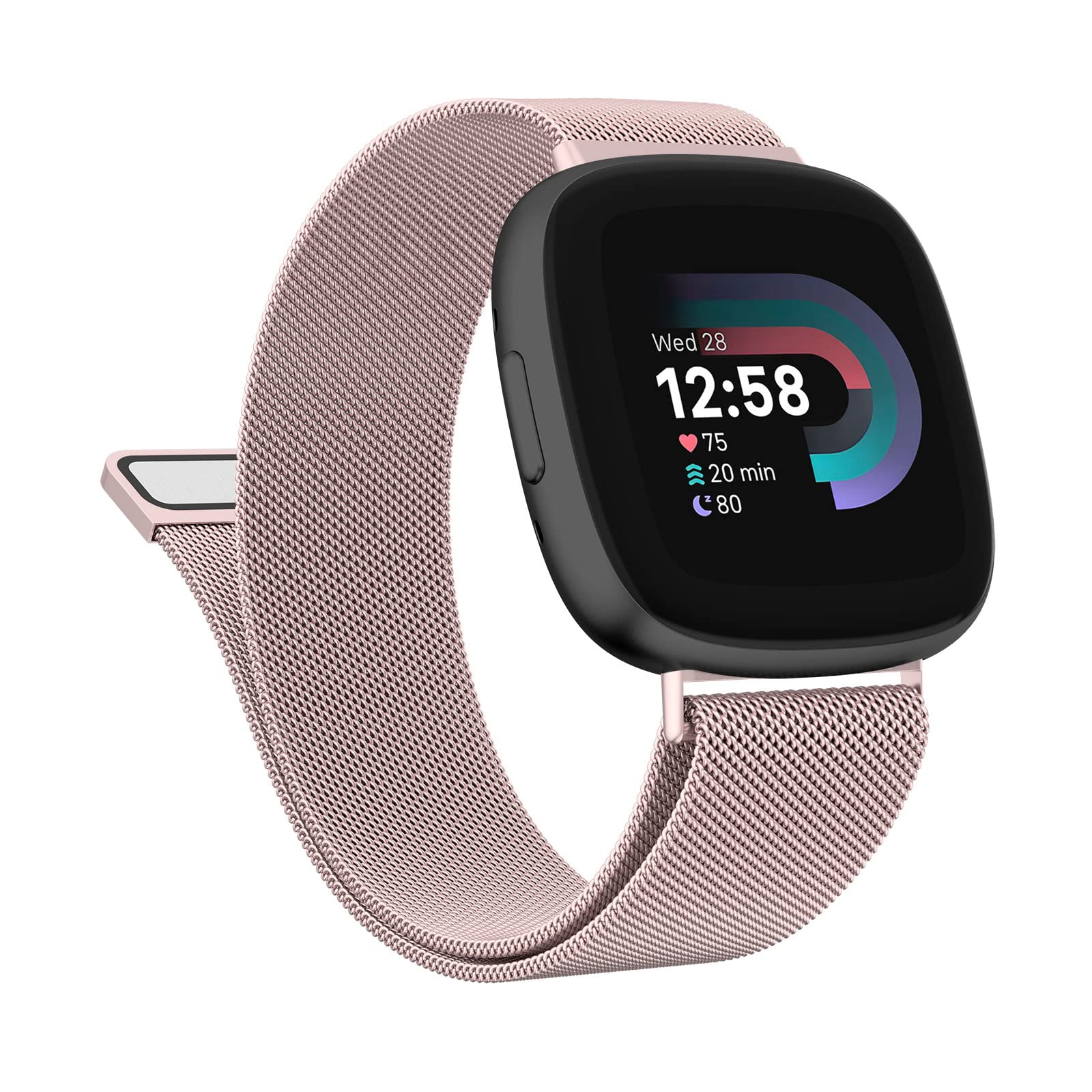 Oumida Compatible with Fitbit Versa 3 Straps/Fitbit Versa 4 Strap/Fitbit Sense 2 Strap/Fitbit Sense Strap for Women Men,Adjustable Metal Replacement for Fitbit Versa 3 4/Sense 2(S,Pink)