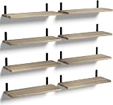 Mardili Shelves Wood Wall Mounted Shelf Rustic Set of 8 Light Brown