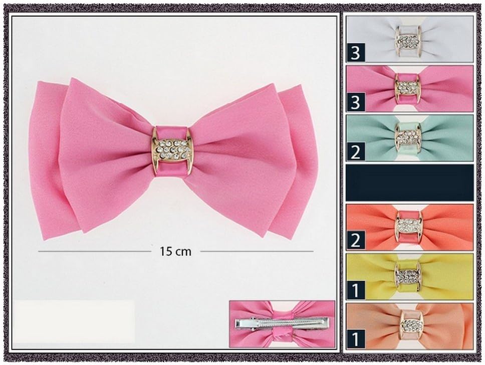 WHOLESALE DOZEN PACK BY SUPERSTAR / PASTEL TONE DOUBLE LAYER HAIR BOW WITH CRYSTAL CENTER/12 PCS