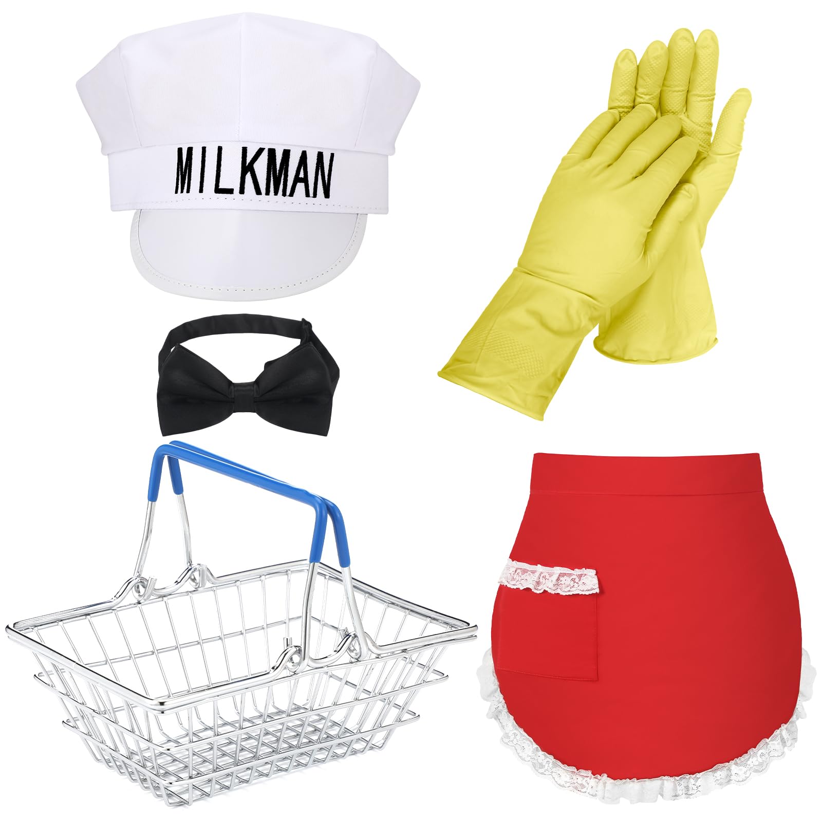 Photo 1 of Xtinmee 5 Pcs Halloween Milkman and Housewife Costume Set Classic 1950's Milkman and Pregnant Housewife Costume Set for Pregnant Couple Halloween Costume