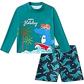 Toddler Baby Boys Swimsuit Long Sleeved Rashguard UPF 50+ Top and Shorts Bathing Suit for 1-6 Years