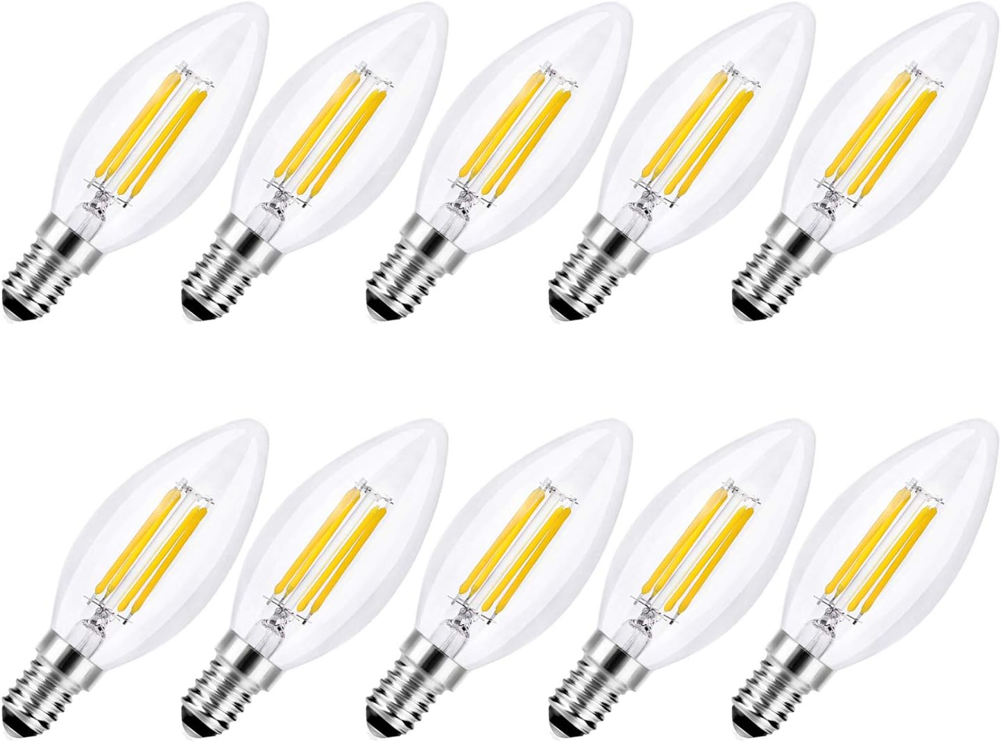 10 Pack Small Screw LED Candle Bulbs 4W, Fancibuy LED Filament Light