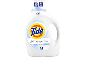 Tide Free & Gentle Liquid Laundry Detergent, 64 Loads, 84 fl oz, Tide Laundry Detergent, Clean Laundry Detergent U.S. EPA Safer Choice GreenCircle Sustainable Energy Practices