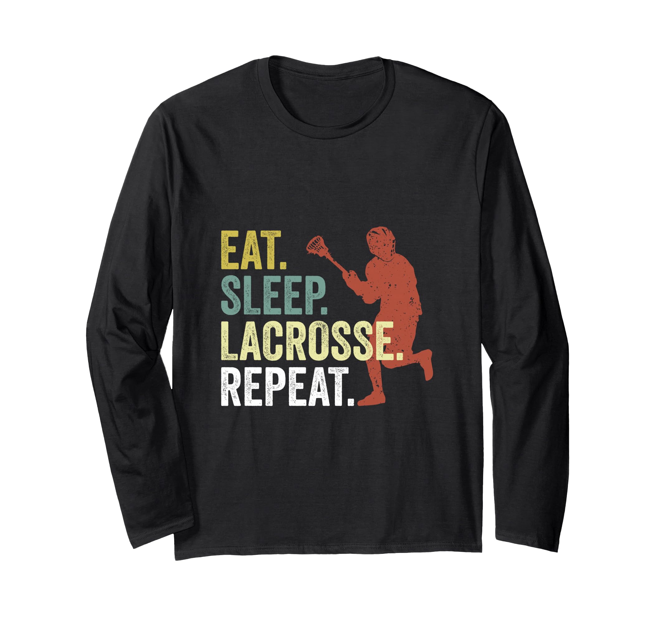 Retro Eat Sleep Lacrosse Repeat Lacrosse Sport Team Player Long Sleeve T-Shirt