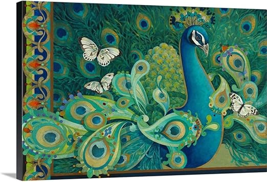 Amazon Com Paisley Peacock Canvas Wall Art Print 24 X16 X1 25 Posters Prints