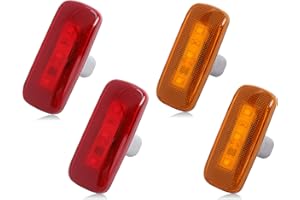 HUSUKU 4PCS Dual Cab Bed Fender LED Side Marker Lights For 2010-2017 Dodge Ram 2500 3500 (2x Amber, 2x Red) …
