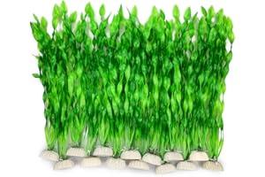 BEGONDIS 14 Pcs Artificial Green Seaweed Plastic Aquarium Decorations for Fish Tank