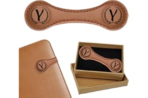 Personalized Leather Magnetic Bookmarks with Gifts Box, Custom Engraved Leather Magnetic Bookmarks Clips with 26 Letters Name