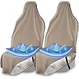 EliteSport Front Seat Cover, Universal Fit Waterproof, Sweatproof, Odor-Resistant, and Machine Washable Car Seat Protector with Non-Slip Underlayer for Pet, Travel, and Outdoor Adventure, Tan, 2Pack