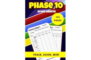Phase 10 Score Sheets: Phase 10 Card Game Sheets. Phase Ten Dice Game. Travel Size Score Pads for Scorekeeping 6 x 9".