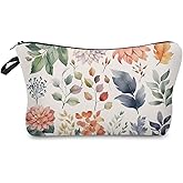 Livel lhood Floral Leaves Makeup Bag Cute Small Organizer Zipper Pouch Floral Leaves Cosmetic Bag Birthday Present for Women Friends -1
