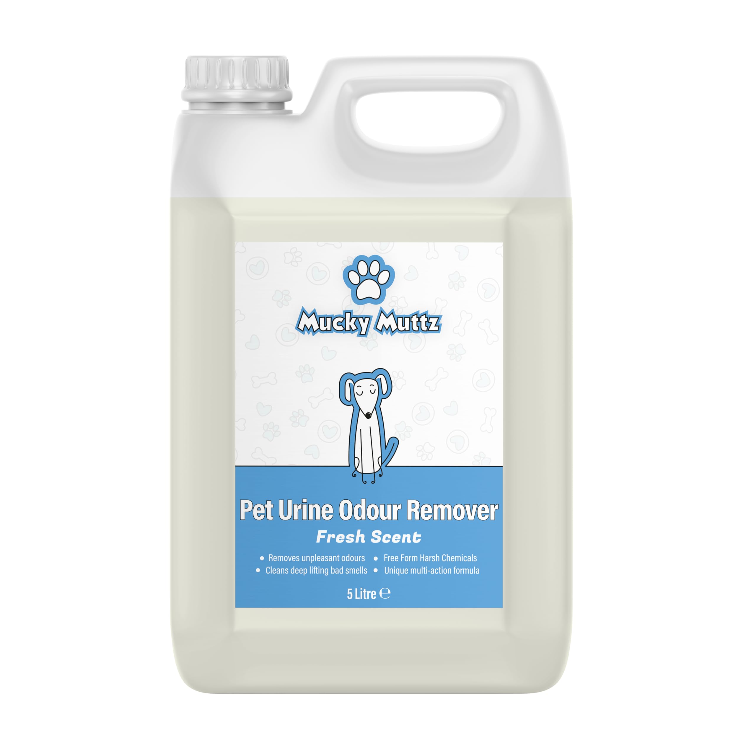 Mucky Muttz - Pet Urine Odour & Stain Remover – Enzyme Cleaner for Dog & Cat Urine | Eliminates Smells from Carpets, Rugs, Floors & Pet Beds | Pet-Safe Formula - 5 Litre