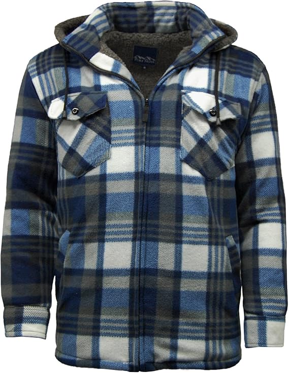 Mens Sherpa Fleece Hooded Lumberjack Work Shirt/Jacket B34 Amazon
