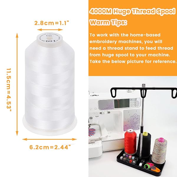 NEW BROTHREADS – 42 SPOOLS OF HUGE SPOOL 4000M(4400Y) POLYESTER EMBROIDERY MACHINE THREAD FOR COMMERCIAL AND DOMESTIC EMBROIDERY MACHINES